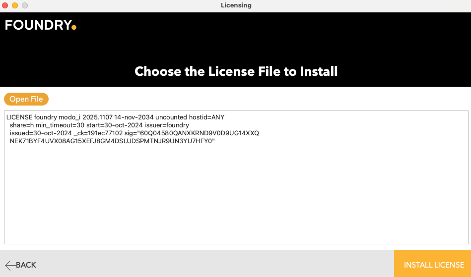 Choose license file dialog