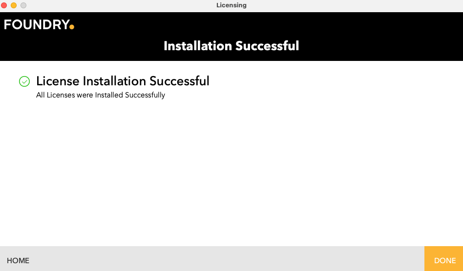 installation success dialog